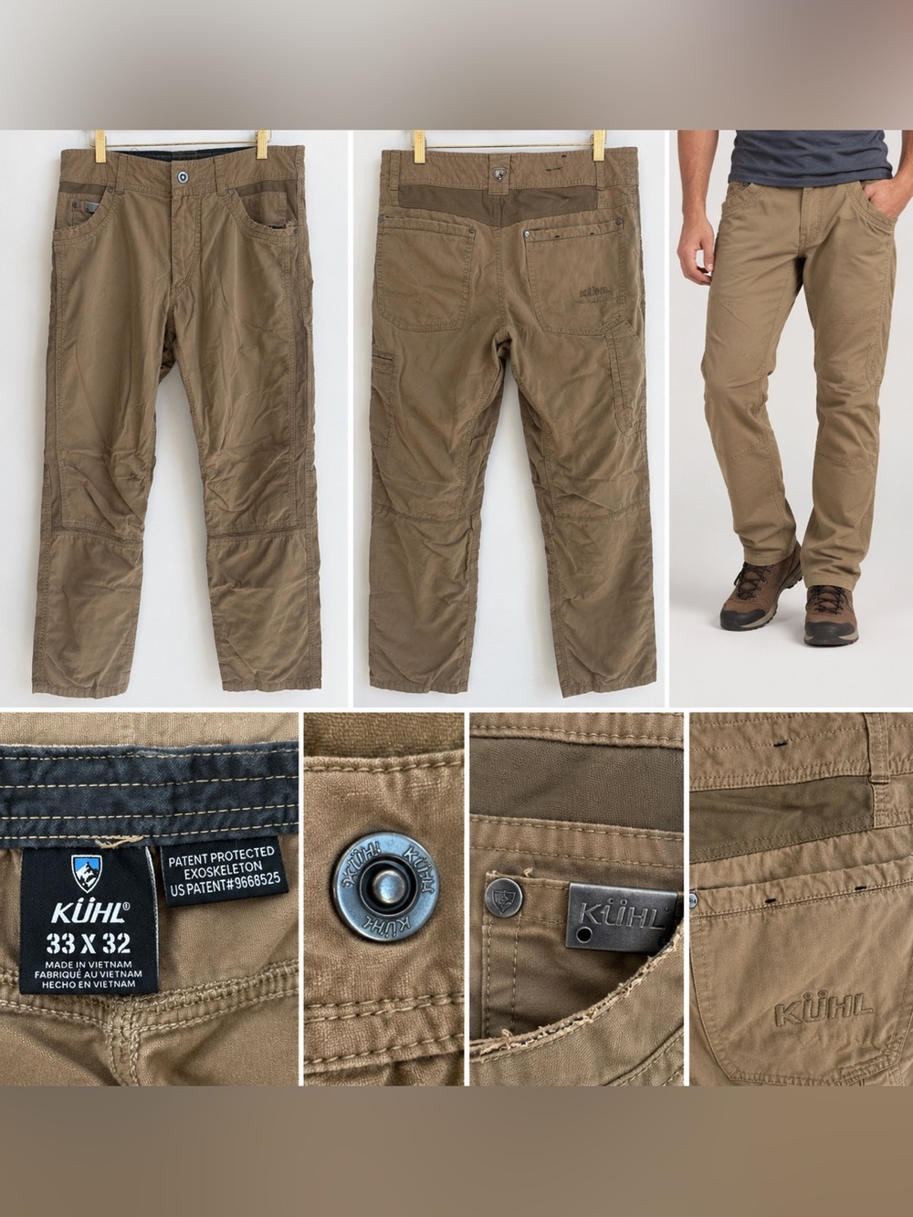 KÜHL Men’s 33x32 Khaki Exoskeleton Outdoor Utility Pants